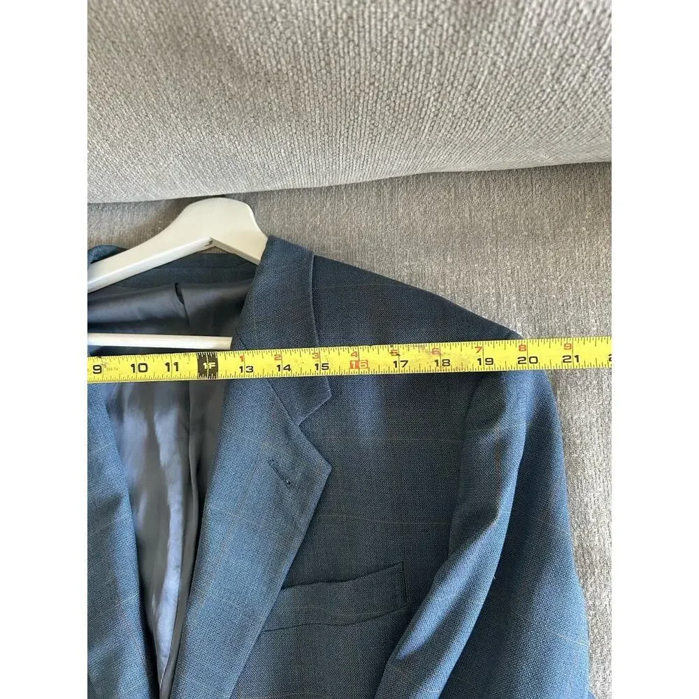 Luigi Bianchi Mantova Men's Wool Silk Jacket Blazer Navy Plaid Italy 48R